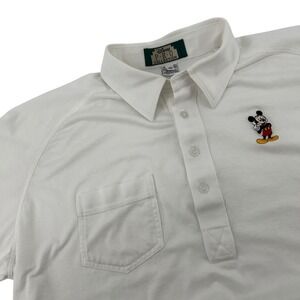 Vintage Disney PRO Collection Mickey Mouse White Polo Shirt Mens XL Made in USA